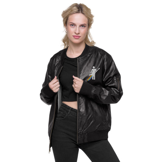 The/Theys Leather Bomber Jacket